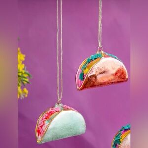 Set of 2 Glitterville Pastel Taco Christmas ornaments